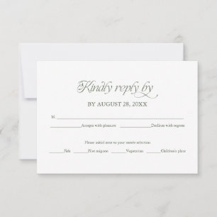 Forest Green Wedding RSVP Elegant Reply Card