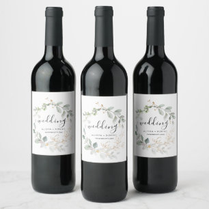 Forest Green Wedding Wine Label