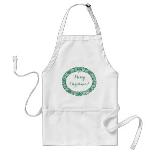 Forest Green White Christmas Wreath to Customize Standard Apron