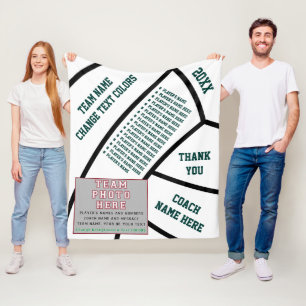 Forest Green, White Gifts for Volleyball Coaches Fleece Blanket