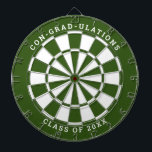 Forest Green & White Graduation | Custom Text Dartboard<br><div class="desc">Change the background colour to the school colour and personalise the text as needed. Congratulate the grad in your life with your desired messages such as "CON-GRAD-ULATIONS CLASS OF 20XX". This dartboard would be great to double as an activity to have at the graduation party as well as a graduation...</div>