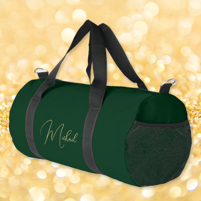 Forest Green White Monogrammed Gym Sports Travel Duffle Bag (Forest Green Gold Monogrammed Gym Sports Travel Duffle Bag)