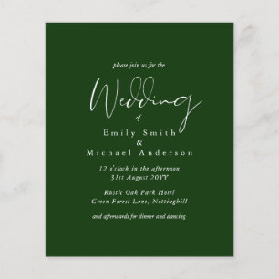 Forest Green White Script  Budget Wedding