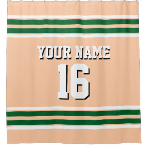 Forest Green White Stripes Sports Jersey Shower Curtain