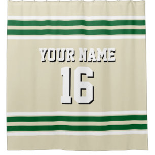 Forest Green White Stripes Sports Jersey Shower Curtain