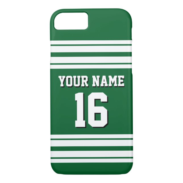 Forest Green White Team Jersey Custom Number Name Case-Mate iPhone Case (Back)
