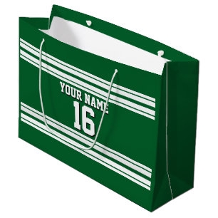 Forest Green White Team Jersey Custom Number Name Large Gift Bag