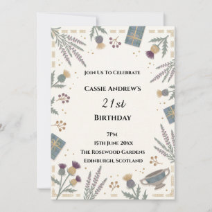 Forest Green Wildflower Border Invitation