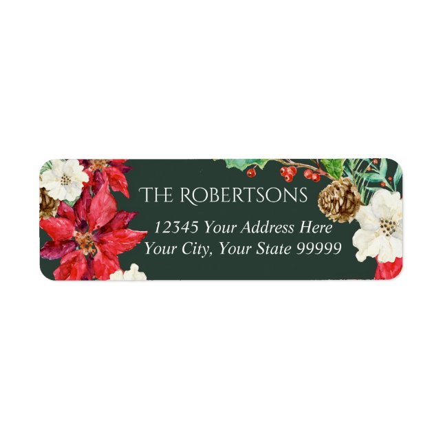 Forest Green Winter Floral | Return Address (Front)