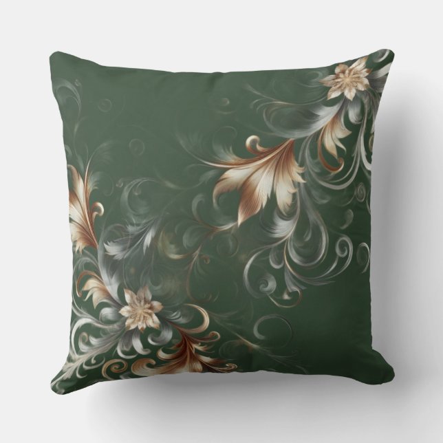 Forest Green with Gold And Silver Cushion (Back)