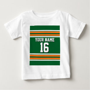 Forest Green with Orange White Stripes Team Jersey Baby T-Shirt