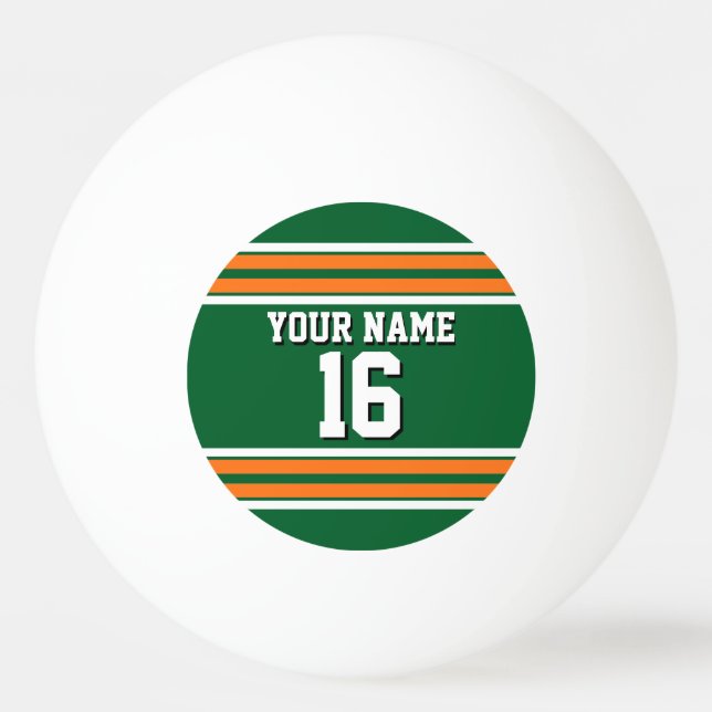 Forest Green with Orange White Stripes Team Jersey Ping Pong Ball (Front)