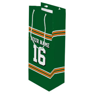 Forest Green with Orange White Stripes Team Jersey Wine Gift Bag