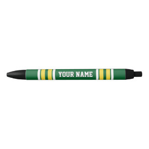 Forest Green with Yellow White Stripes Team Jersey Black Ink Pen
