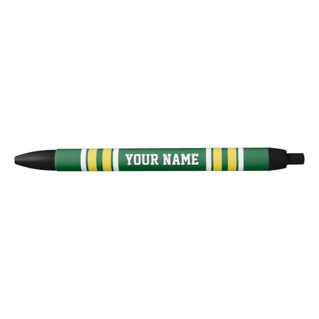 Forest Green with Yellow White Stripes Team Jersey Black Ink Pen (Front)