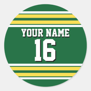 Forest Green with Yellow White Stripes Team Jersey Classic Round Sticker