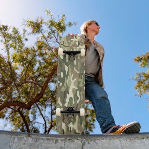 Forest Green Woodland Camouflage Pattern Skateboard
