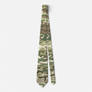 Forest Green Woodland Camouflage Pattern Tie