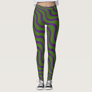 FOREST GREEN ZEBRA STRIPED TIGHTS STRECH LEGGINGS