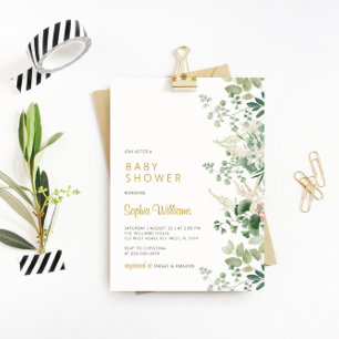 Forest Greenery Baby Shower Invitation