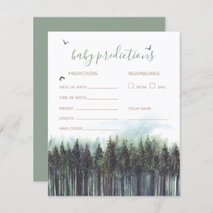 Forest Greenery Baby Shower Prediction Game Card