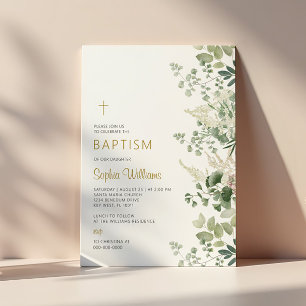 Forest Greenery Baptism Invitation
