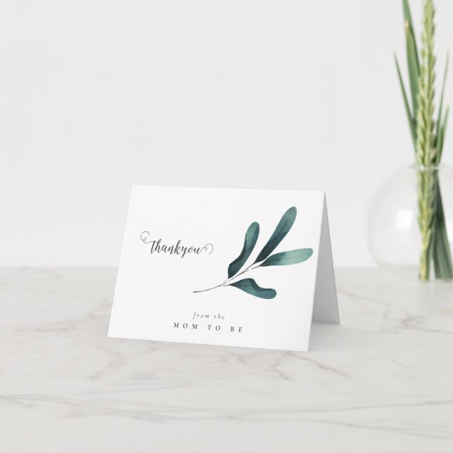 Forest Greenery Eucalyptus Baby Shower Thank You Card (Front)