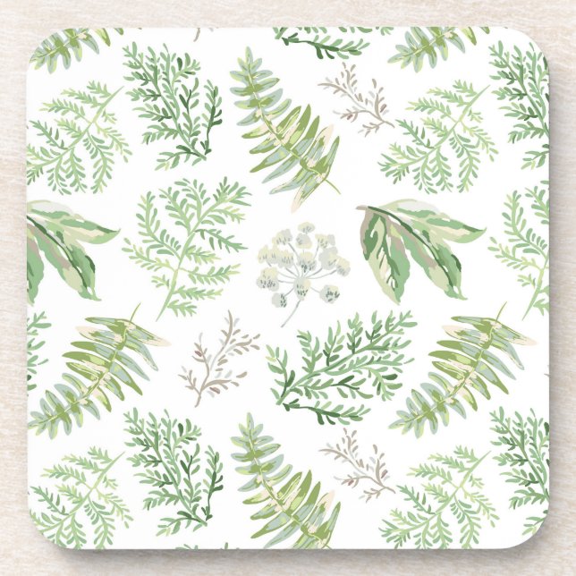 Forest Greenery Pattern Coaster (Front)
