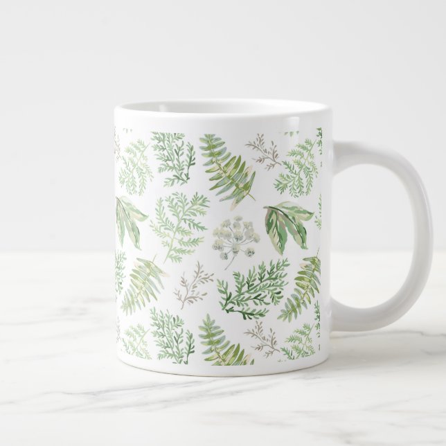 Forest Greenery Pattern Large Coffee Mug (Right)