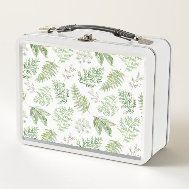 Forest Greenery Pattern Metal Lunch Box (Front)