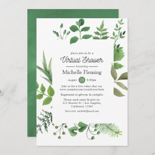 Forest Greenery Virtual Baby or Bridal Shower Invitation