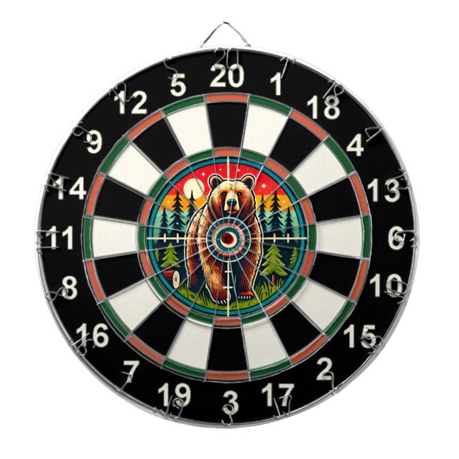 Forest Grizzly with Target Overlay Dartboard (Front)