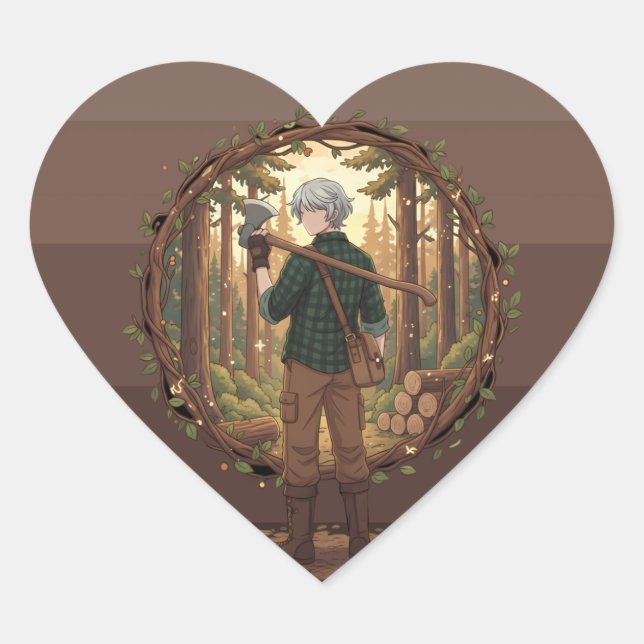 Forest Guardian Anime Heart Sticker (Front)