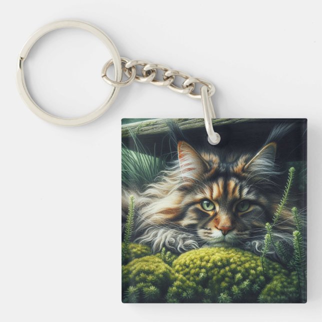 Forest Guardian Feline Key Ring (Front)