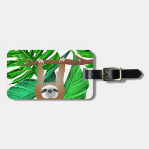Forest Hanging Sloths with Name & Info Luggage Tag