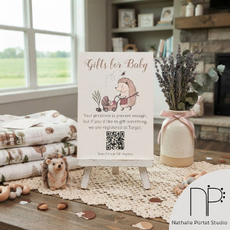 Forest Hedgehog Gifts for Baby QR Code Card