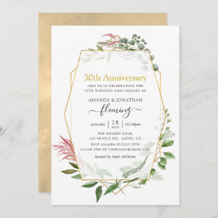 Forest Herbarium Geometric 50th Golden Anniversary Invitation
