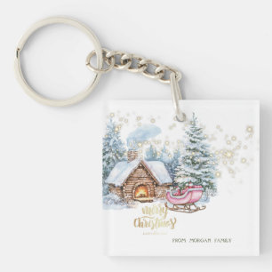 Forest House Sleigh Key Ring