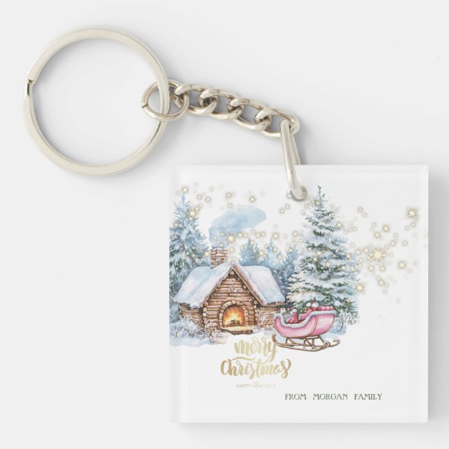 Forest House Sleigh Key Ring (Front)