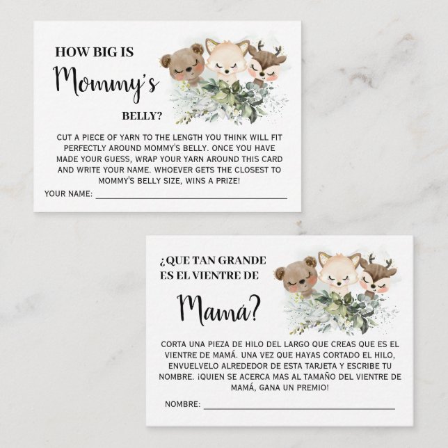 Forest How big is mummy belly game bilingual card (Front/Back)