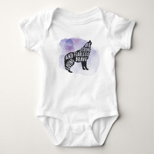 Forest Howling Wolf Art Lover Baby Bodysuit (Front)