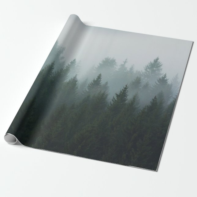 Forest in the morning mist in the mountain. Spruce Wrapping Paper (Unrolled)