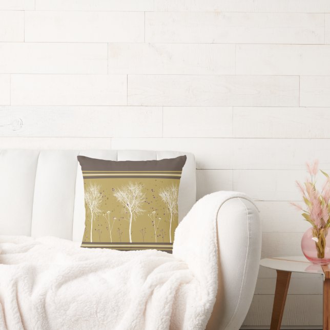 Forest in White Throw Pillow (Couch)