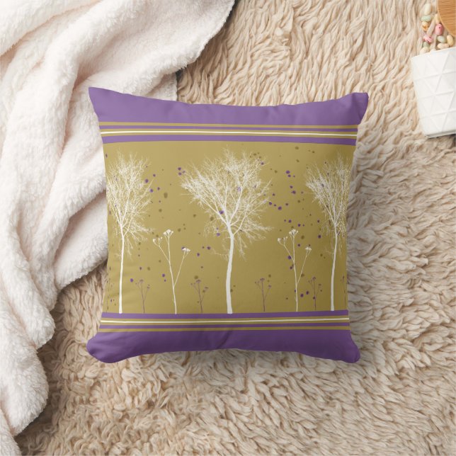 Forest in White Throw Pillow (Blanket)