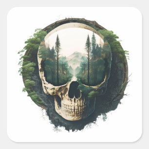 Forest Inside Skull Square Sticker