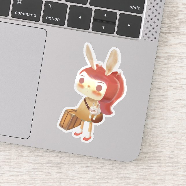 Forest Journey: Bunny Girl with Vintage Suitcase (Detail)