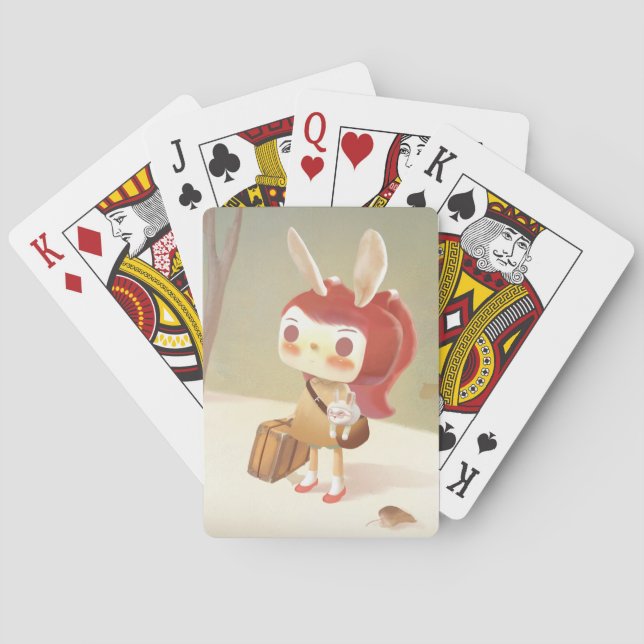 Forest Journey: Bunny Girl with Vintage Suitcase Playing Cards (Back)