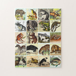 Forest, Jungle And Ocean Animal Collage sheet Art Jigsaw Puzzle
