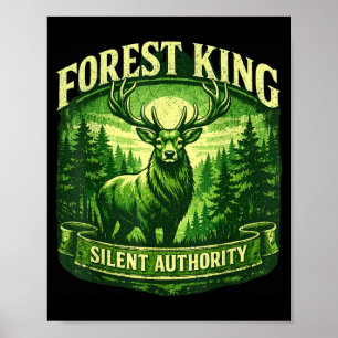 Forest King Silent Auity Vintage Green Stag Poster