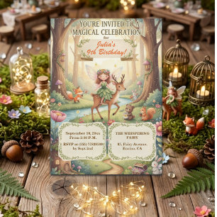 Forest Lady Fairy Whimsical 9th Birthday Party Invitation